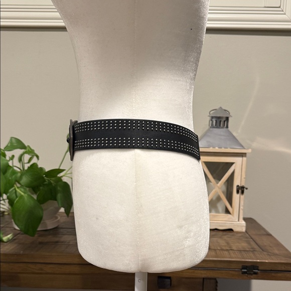 Black Studded Belt with Decorative Buckle - Picture 3 of 9
